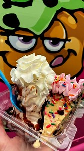 Wednesday special! Homemade confetti chocolate chip cookie cake! Paired with twist soft serve, hot fudge, and topped with whipped cream! Available at both locations today for $6.99!! | King Kone