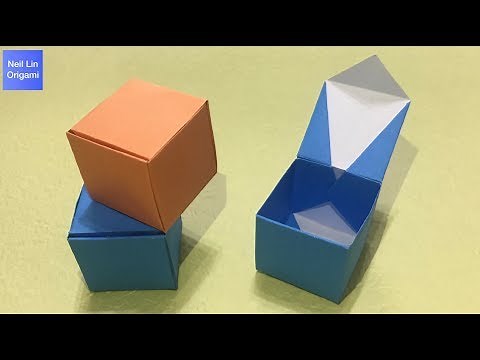 Easy Origami Flip Top Box Tutorial / How to make a paper box that opens and closes / DIY
