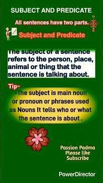 Explanation, tips, examples to understand easily Subject and Predicate