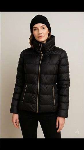 Winter chic ❄️ This Michael Kors packable down jacket is cozy + stylish with luxe gold details! #Clo