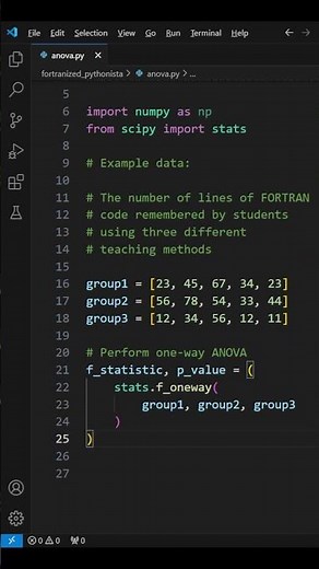 How do you conduct an ANOVA test #python