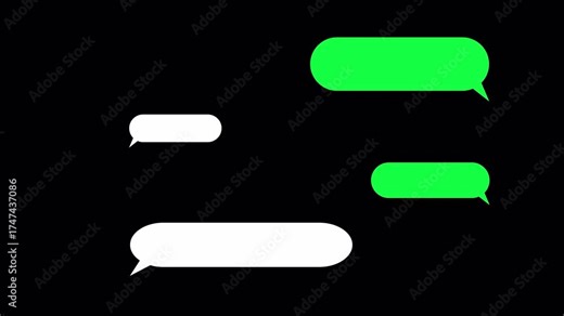 Text Message Bubble Animation | Sending and Receiving Chat Messages, Typing Indicator, and Messaging Interface Motion Graphic on Black Background in 4K