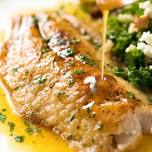 This LEMON BUTTER SAUCE for fish is outrageous – 3 minutes, 2 ingredients, totally restaurant worthy!! 🍋 https://www.recipetineats.com/lemon-butter-sauce-fish/ | RecipeTin