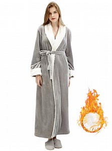 LOFIR Womens Fleece Robes Long Plush Soft Warm Flannel Spa Bathrobe for Women Ladies Sleepwear (Light Gray, M) - Walmart.com