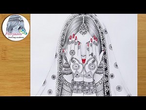 How to Draw a Traditional Bride - Easy Pencil Sketch Tutorial || Mandala art of an Indian bride
