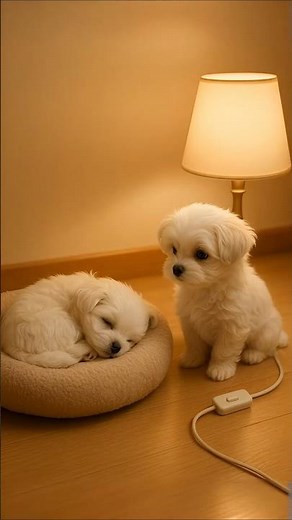 Cute Maltese Puppy Covering Sleeping Sibling with Blanket🐶Good night