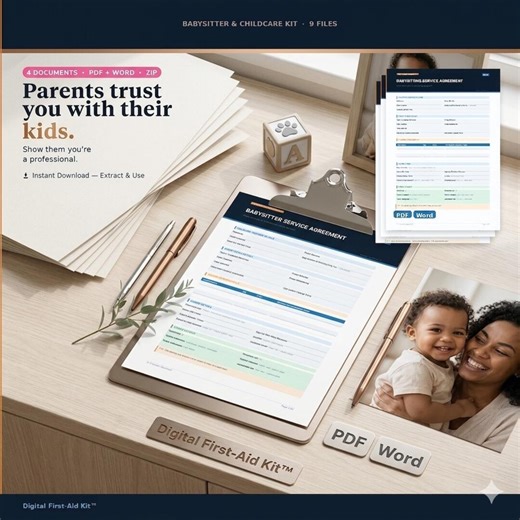 Babysitting Contract Template PDF Word | Child Info Emergency Form Activity Log Payment Record | Childcare Kit | Instant Download - Etsy