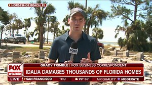 "UNBELIEVEABLE TO SEE": Debris is scattered all along Horseshoe Beach, FL following Idalia and the damage is "widespread." Fox Business Correspondent Grady Trimble reports. Download the FOX Weather app for more: http://bit.ly/3YmmqOR | FOX Weather