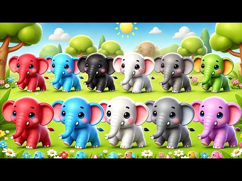 "10 Colorful Little Elephants | Fun Cartoon for Kids"🐘🌈 | Learning Colors | Baby Elephant Parade