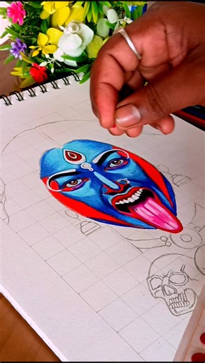 Maa Kali Drawing Like a Pro with easy steps now 🌺 #maakali #kali #kalimaa #viral #shortsfeed #shorts