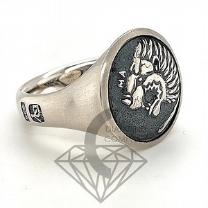 David Yurman PETRVS Lion Tag Coin Signet Men's Ring Size 13 Silver Brand New DY