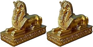 Toddmomy Small Sphinx Statue 2Pcs Ancient Egyptian Sphinx Figurine Vintage Antique Home Office Table Decorations Ornaments