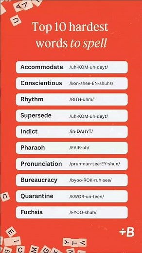 🤯Top 10 hardest words to spell🤯 #english #difficult #words #Vocabulary #spelling #pronunciation