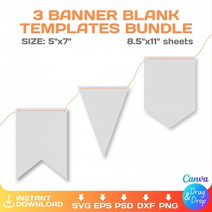 Banner Template Bundle: Spearhead, Pennant, Dove Tail (SVG, PNG, Canva, Cricut - Instant Download) - Etsy