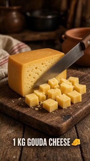 How Homemade Gouda Cheese is Actually Made! 🧀🔥 #Shorts #food #cheese #recipe #cooking #foodie