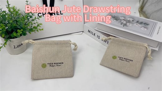 Custom Printed Drawstring Burlap Hessian Jute Pouch Bag Wholesale China Small Printed Gift Drawstring Linen Jute Dift Bag