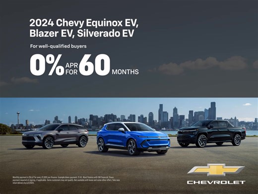 Power up with electrifying offers on Chevy's exciting lineup of EVs, including the 2024 Equinox EV, Blazer EV and Silverado EV. | Chevrolet
