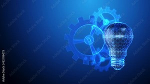 Idea or innovation bulb with gears background