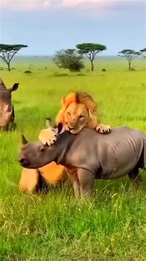 A Baby Rhino Is Saved When the Mother Strikes Back!