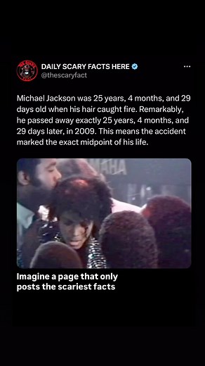 Thescaryfact ™ on Instagram: "Michael Jackson’s hair caught fire on January 27, 1984, during a Pepsi commercial shoot when pyrotechnics malfunctioned. A friend extinguished the flames, but Jackson suffered second and third-degree burns to his face and scalp, requiring reconstructive surgery."