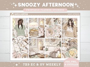 Winter Printable Planner Stickers, Snoozy Afternoon, Weekly Kit for Erin Condren Vertical Planners, EC 7x9, Cozy Cold Days Gaming Coffee - Etsy