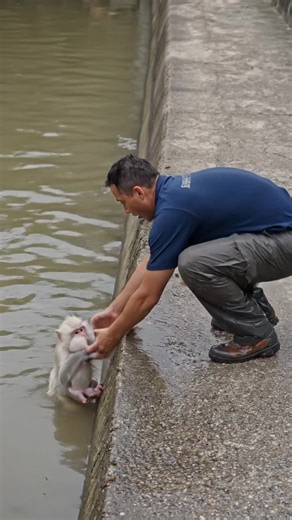 From a scary water rescue to living his absolute best life! 🥺🐒💖 #monkeyrescue #babymonkey #animalrescue #cuteanimals #monkey