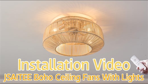 Watch JSAITEE Boho Ceiling Fans With Lights - Installation Video on Amazon Live