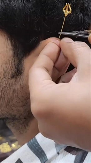 Men’s Gold Ear Piercing Style 🔥 Trishul Ear Cuff Trend 2026 #shorts