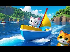 Captain Cat Saves the Floating Boat 🐱🛶 | 3D Animated Nursery Rhyme | Fun Learning Song for Kids