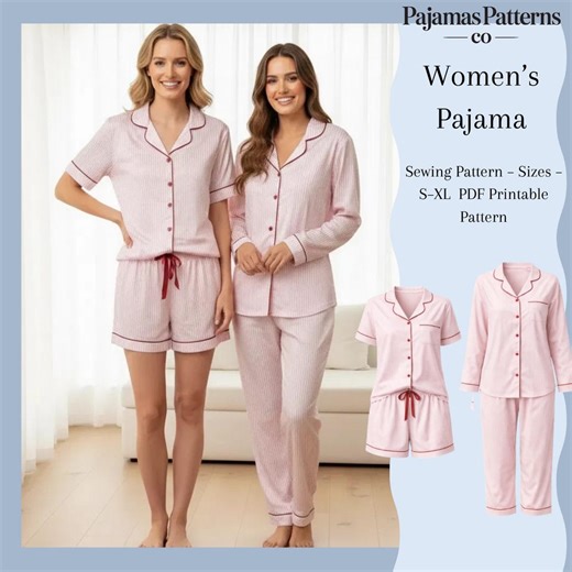Women’s Sleepwear PDF Pattern | Short and Long Pajama Set | Digital Sewing Pattern | S–XL | A0 & A4 - Etsy