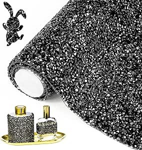 Locacrystal Bling Rhinestone Sticker DIY Home Decor Stickers Self-Adhesive Crystal Sheet Stickers for Cars & Crafts Decoration(Black,9.4"x15.8")