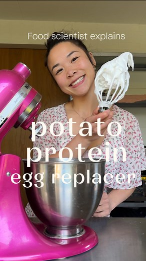 When I stopped eating eggs I spent hours researching the best egg replacer for my macarons. Aquafaba is okay but it can have an off-taste, or does not give consistent results. I was so determined to find the right substitution that I decided to research it for 6 months during my Masters thesis at my university. I tried to extract proteins from different plants. And while researchers continue to explore new, sustainable egg alternatives, the most accessible is potato protein isolate. It can be us