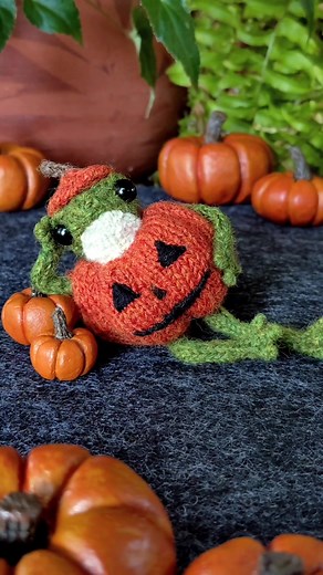 Adorable Frog in Pumpkin Costume for Halloween Fun