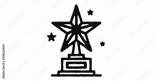 Awards outline icon animation footage/video. Hand drawn like symbol animated with motion graphic, can be used as loop item, has alpha channel and it's at 4K video resolution.