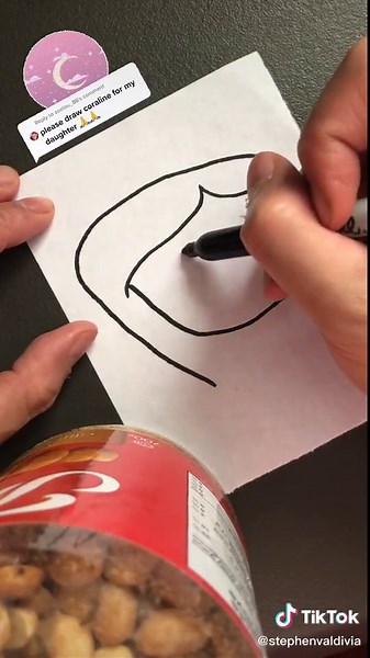 Reply to @zoelou_86 oops the nose wasnt crooked enough.. but i hope your daughter likes this. #HowToDraw #Coraline #Tutorial