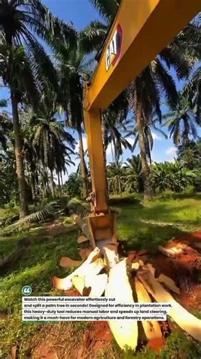 Palm Tree Cutting Excavator Power in Action 🌴🚜 #HeavyMachinery #PalmFarm #Excavator