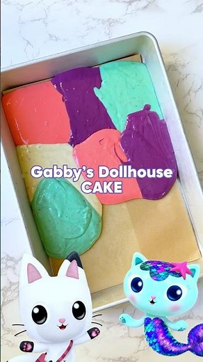 Gabby’s Dollhouse Cake (Pandy Paws vs MerCat?) 💙🩷💜💚