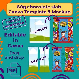 80g Chocolate Bar Wrapper Canva Template: Editable Candy Label (digital Download) - Etsy