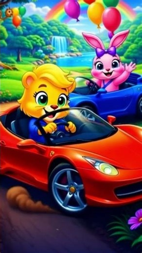 Cute Animal Cars Adventure 🦁🐰🚗 | Fun Kids #shorts #animation #kidsvideo