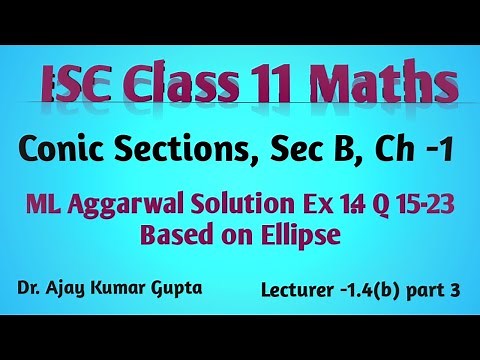 "ISC Class 11 Maths: ML Aggarwal Solutions Ex 1.4 (Q.15-23) | Ellipse | sec B | conic section |