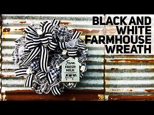 How To Make A DIY Black and White Buffalo Check Farmhouse Wreath -- Deco Mesh
