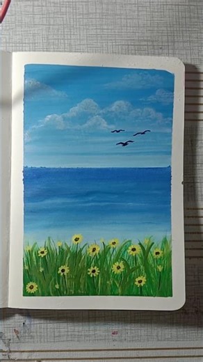 Seascape Painting With Acrylic Colours 🥀