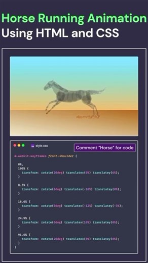 Horse Running Animation Using HTML CSS JS #like #subscribe #views #trending #viral #viralvideo #code
