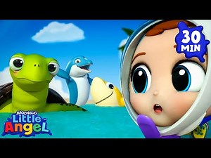 Exploring Ocean Animals with Baby John & Family! 🐬🐙 | Little Angel 😇 | Subtitled Songs for Kids