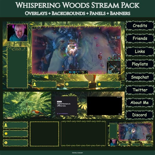 Animated Forest Twitch Overlay Pack, Green Jungle Stream Package, Nature Panels Alerts Screens, Enchanted Woods OBS Streamlabs Download - Etsy