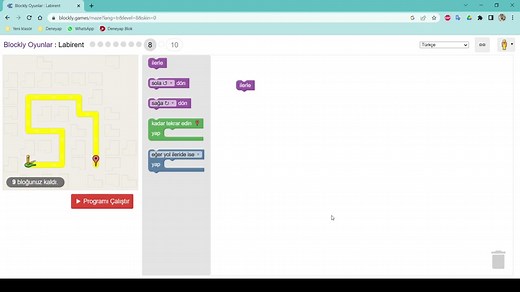 Google Blockly Games Labirent 8. Görev Türkçe Çözümü