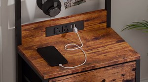 Furnulem Night Stand, White Bedside Nightstand with 4-Tier Shelves and 3 Fabric Drawers, LED Bed Side Tables with Charging Station, Tall Dresser for Bedroom, Hallway, Office