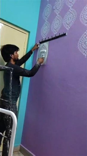Stencil wall painting design and sticker #shorts #trending #painting