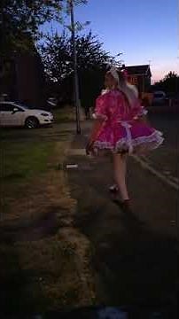 walk in public in my new pink satin maids dress