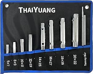 10Pcs Tubular Box Spanner Set 6-22mm Plumbers Wrench Set Shower Valve Socket Wrench Set Spark Plug Spanner Dual-Ended Wrench Socket